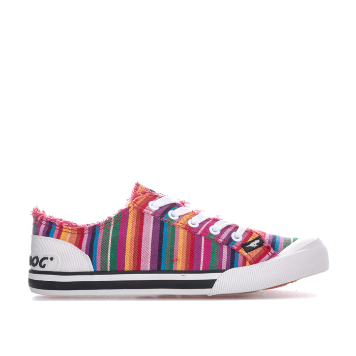 Rocket Dog Womens Jazzin Eden Stripe Pumps in Red Textile - Size UK 8 | Rocket Dog Sale | Discount Designer Brands