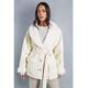 MissPap Womens Premium Leather Look Belted Fur Lined Aviator Coat - Cream - Size 10 UK | MissPap Sale | Discount Designer Brands