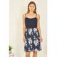 Mela London Womens Navy Lace Bodice Strappy Dress With Rose Print Skirt - Size 14 UK | Mela London Sale | Discount Designer Brands