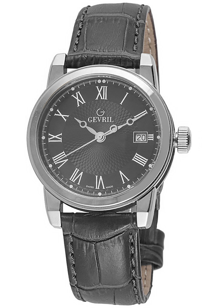 Gevril Mens Park Black Dial Leather Watch - One Size | Gevril Sale | Discount Designer Brands