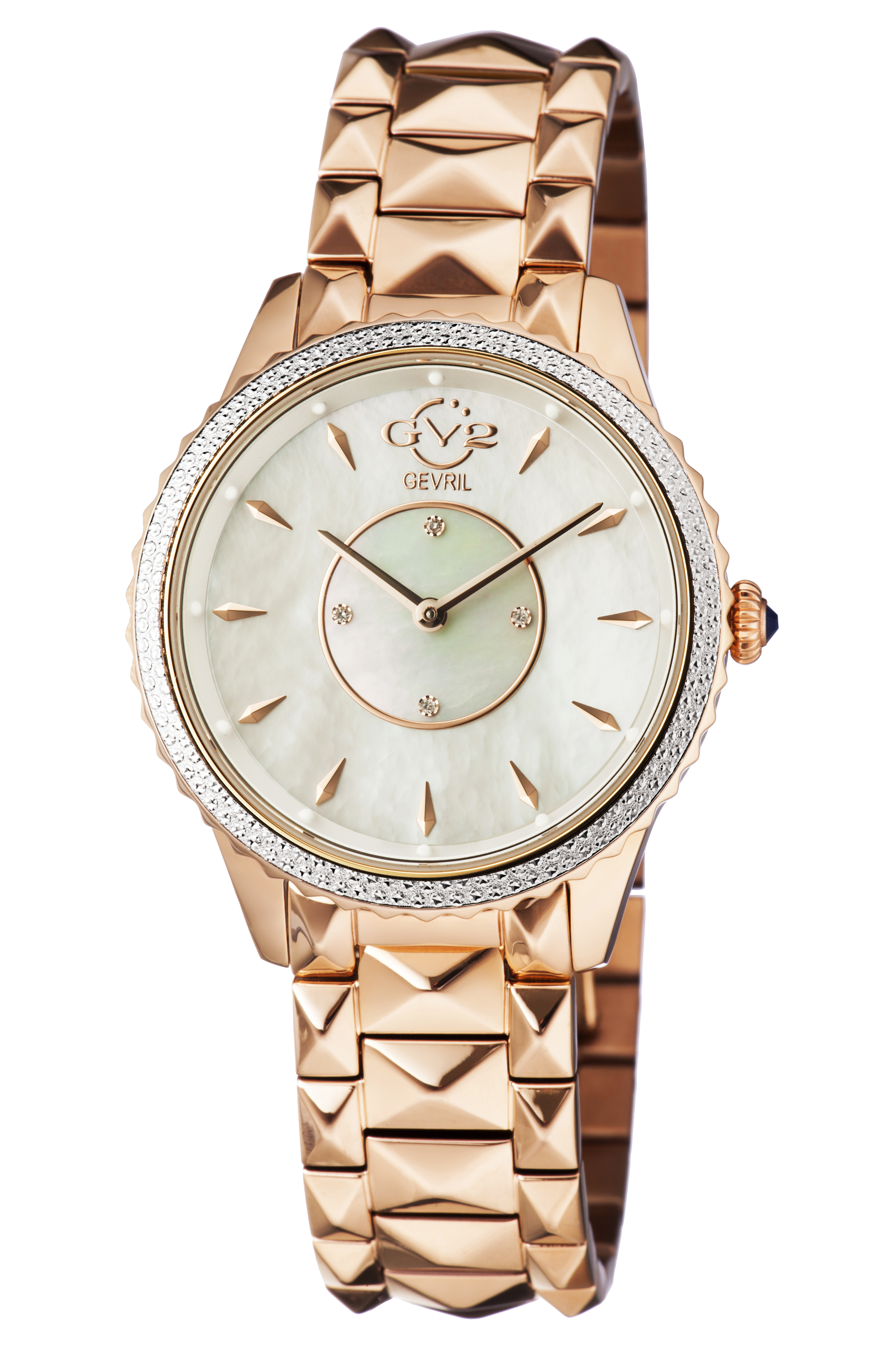 Gv2 Siena Womens MOP Dial Swiss Quartz Diamonds Rose Gold Stainless Steel Watch - One Size | Gv2 Sale | Discount Designer Brands