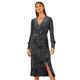 Roman Womens Velvet Animal Wrap Midi Stretch Dress - Silver - Size 12 UK | Roman Sale | Discount Designer Brands