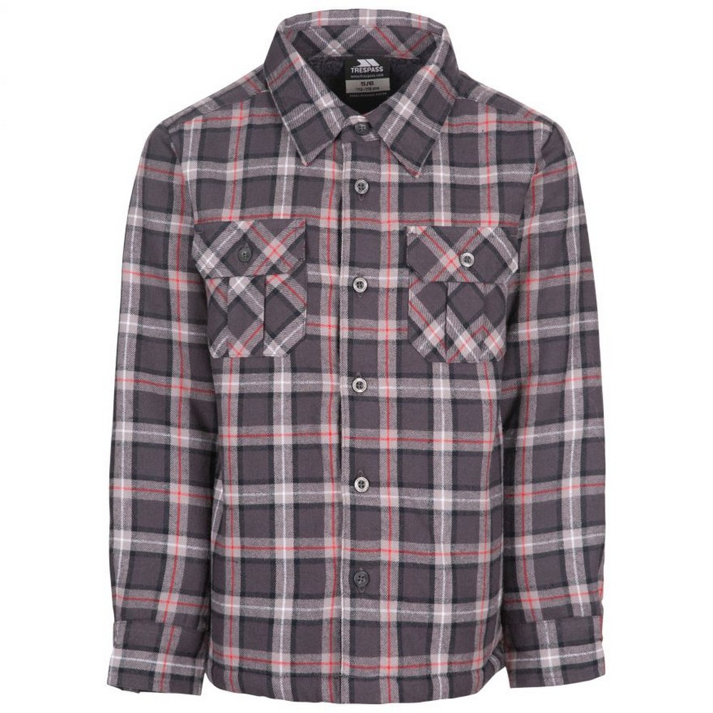Trespass Childrens Unisex Childrens/kids Average Long Sleeved Gingham Shirt (Dark Grey Check) Cotton - Size 9-10Y