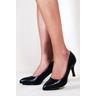 Where's That From Womens 'Paola' Mid High Heel Court Pump Shoes With Pointed Toe - Black - Size UK 4