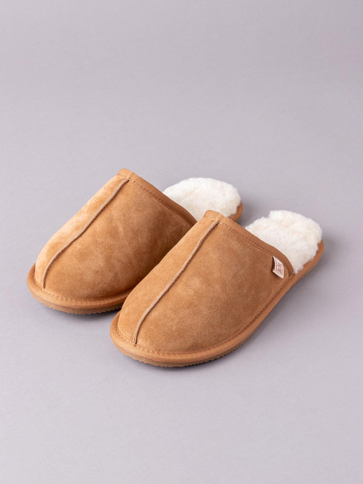 Lakeland Leather Mens Sheepskin Sliders in Tan - Size UK 8 | Lakeland Leather Sale | Discount Designer Brands