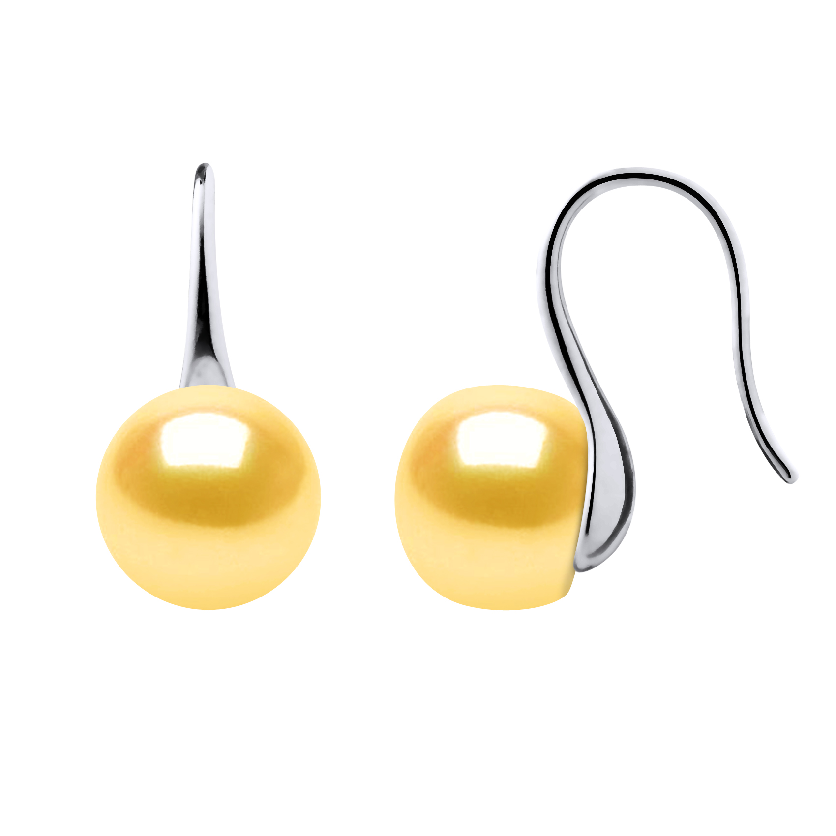 Diadema Womens Earrings Hooks Freshwater Pearls 9-10 mm Buttons Golden 925 - Gold Silver - One Size | Diadema Sale | Discount Designer Brands