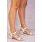 Where's That From Womens Zephyr Strappy Mid High Block Heels - Silver Satin - Size UK 4 | Where's That From Sale | Discount Designer Brands