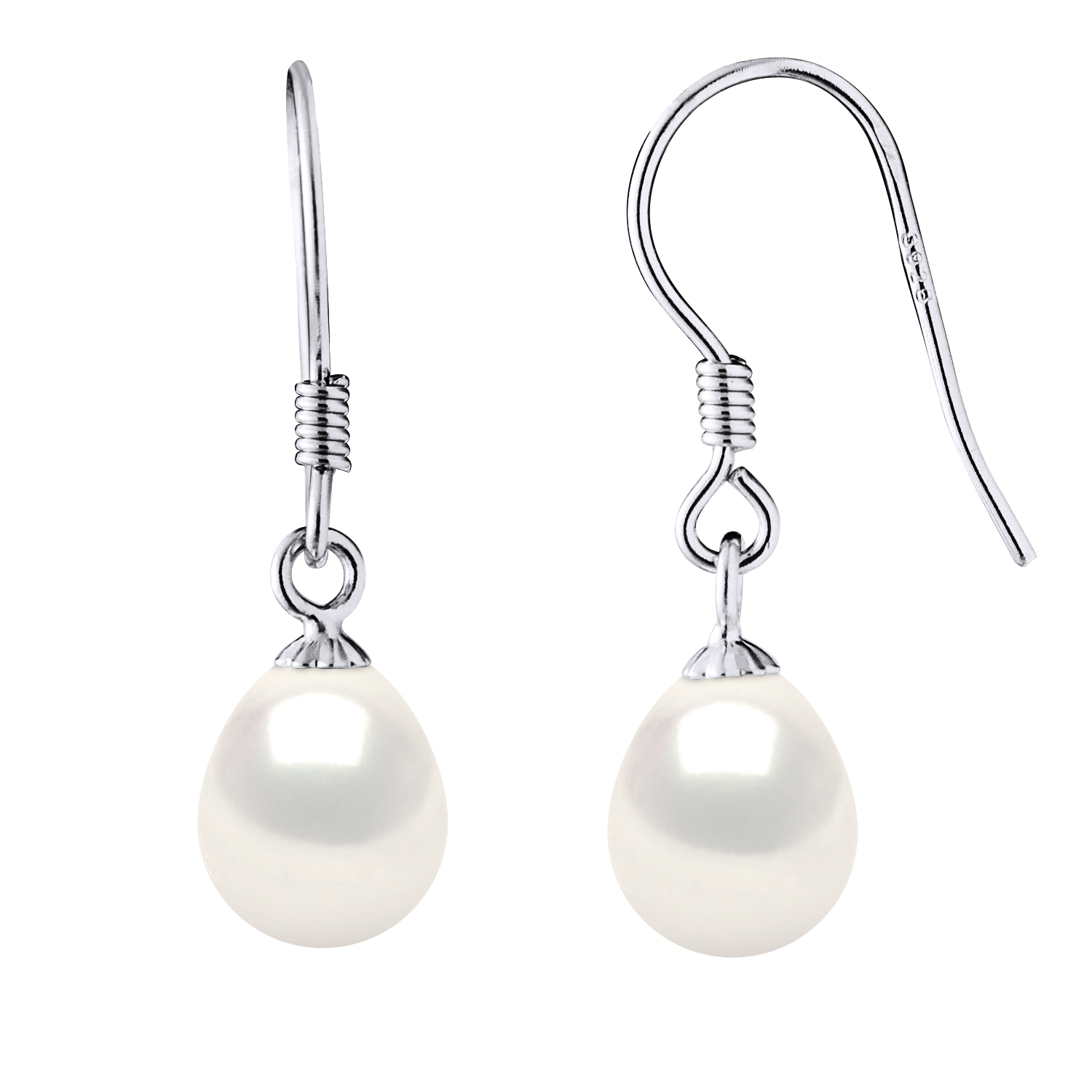 Diadema Womens Earrings Hooks Freshwater Pearls 7-8mm White Pears 925 Silver - One Size | Diadema Sale | Discount Designer Brands