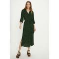 Oasis Womens Essential Swirl Printed Belted Shirt Dress - Dark Green Viscose - Size 6 UK | Oasis Sale | Discount Designer Brands