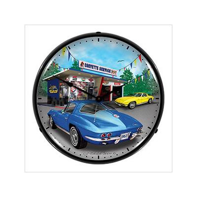 Collectable Sign and Clock 1963 Corvette Backlit Wall Clock