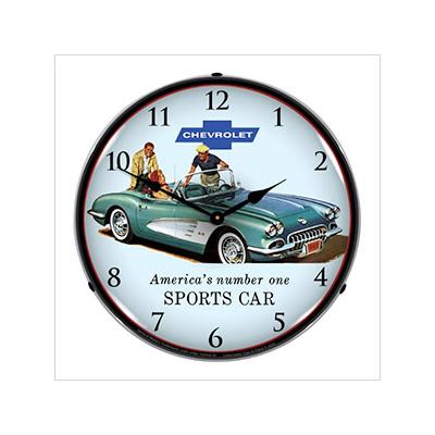 Collectable Sign and Clock 1960 Corvette Backlit Wall Clock