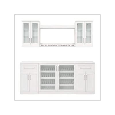 NewAge Home Bar White 8-Piece Cabinet Set