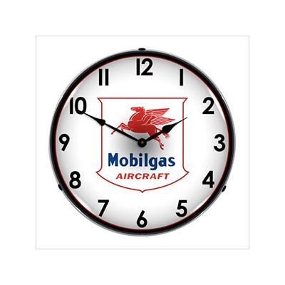 Collectable Sign and Clock Mobilgas Aircraft Backlit Wall Clock