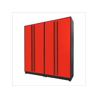Proslat Garage Cabinets 2-Piece Glossy Red Tall Garage Cabinet Set with Black Handles