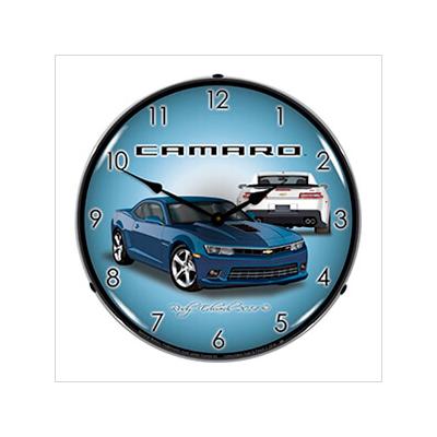 Collectable Sign and Clock 2014 SS Blue Camaro Backlit Wall Clock