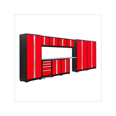 NewAge Garage Cabinets BOLD Series Red 12-Piece Set with Stainless Steel Top
