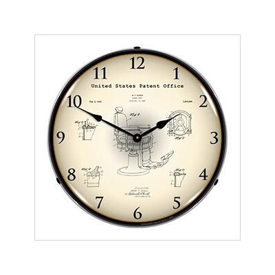 Collectable Sign and Clock 1929 Koken Barber's Chair Patent Blueprint Backlit Wall Clock