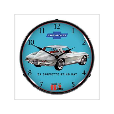 Collectable Sign and Clock 1964 Corvette Sting Ray Backlit Wall Clock