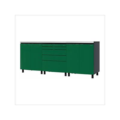 Contur Cabinet 7.5' Premium Racing Green Garage Cabinet System with Stainless Steel Tops