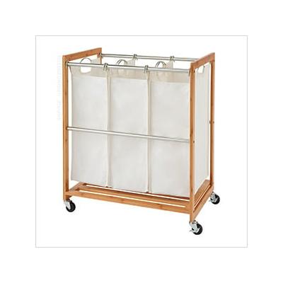 Trinity 3-Bag Bamboo Laundry Cart