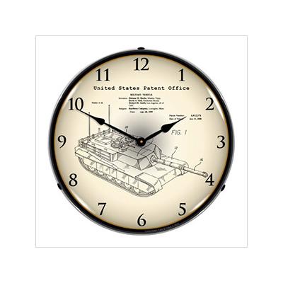 Collectable Sign and Clock 1995 M1A2 Abrams Main Battle Tank Patent Blueprint Backlit Wall Clock