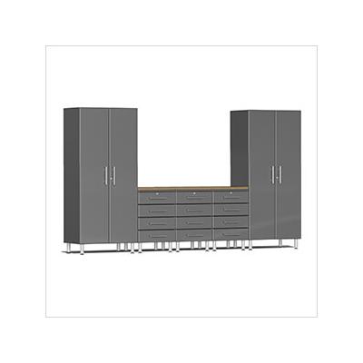 Ulti-MATE Garage Cabinets 6-Piece Garage Cabinet Kit with Bamboo Worktop in Graphite Grey Metallic