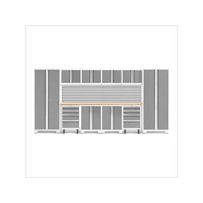 NewAge Garage Cabinets BOLD Series Platinum 12-Piece Set with Bamboo Top and Backsplash