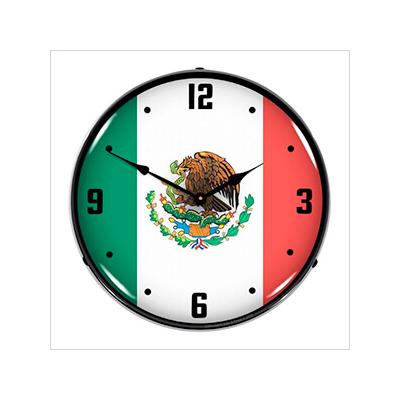 Collectable Sign and Clock Mexican Flag Backlit Wall Clock