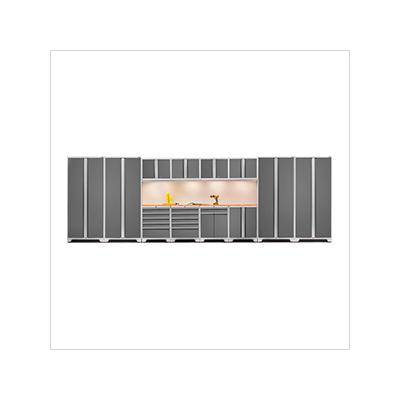 NewAge Garage Cabinets PRO Series Platinum 14-Piece Set with Bamboo Tops