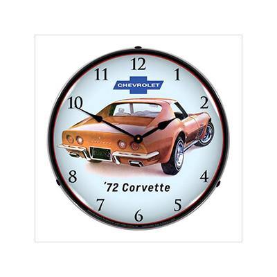Collectable Sign and Clock 1972 Corvette Backlit Wall Clock