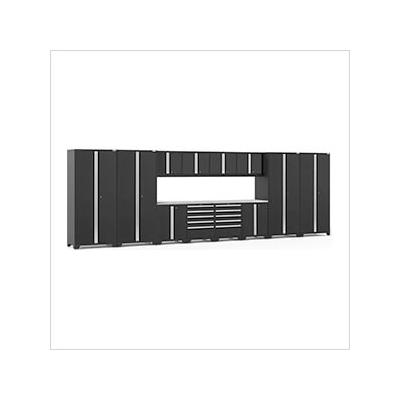 NewAge Garage Cabinets PRO Series Black 14-Piece Set with Stainless Steel Tops