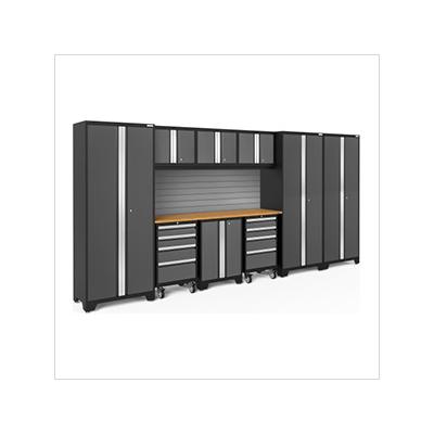 NewAge Garage Cabinets BOLD Series Grey 10-Piece Set with Bamboo Top and Backsplash