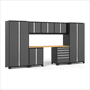 NewAge Garage Cabinets PRO Series Grey 8-Piece Set with Bamboo Top