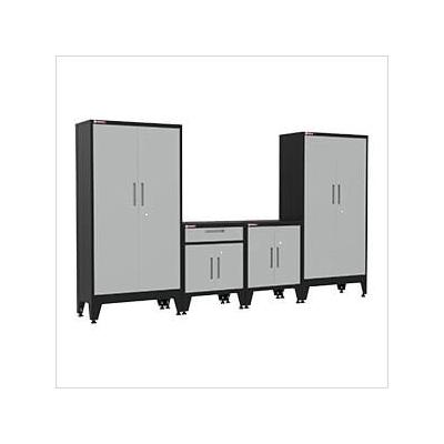 Armadillo Tough Grey 4-Piece Garage Cabinet Kit with Levelers and Casters