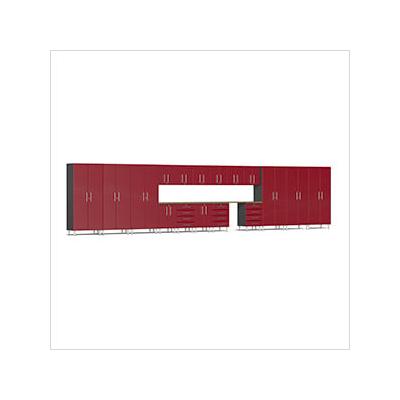 Ulti-MATE Garage Cabinets 19-Piece Garage Cabinet Kit with Bamboo Worktop in Ruby Red Metallic