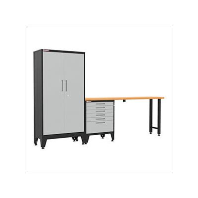 Armadillo Tough Grey 3-Piece Garage Cabinet Set with Levelers