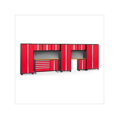 NewAge Garage Cabinets BOLD Red 11-Piece Project Center Set with Bamboo Top and Backsplash