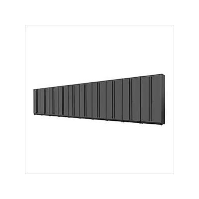 Proslat Garage Cabinets 10-Piece Glossy Grey Tall Garage Cabinet Set with Black Handles