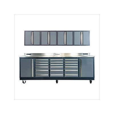 Dragonfire Tools 18-Drawer 9-Foot 4-1/4-Inch HD Workbench with Casters and Wall Cabinets