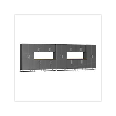 Ulti-MATE Garage Cabinets 13-Piece Garage Cabinet Kit with 2 Bamboo Worktops in Graphite Grey Metallic