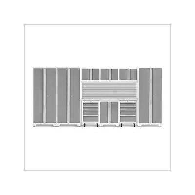 NewAge Garage Cabinets BOLD Series Platinum 10-Piece Set with Stainless Steel Top and Backsplash
