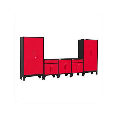 Armadillo Tough Red 5-Piece Garage Cabinet Kit with Levelers and Casters