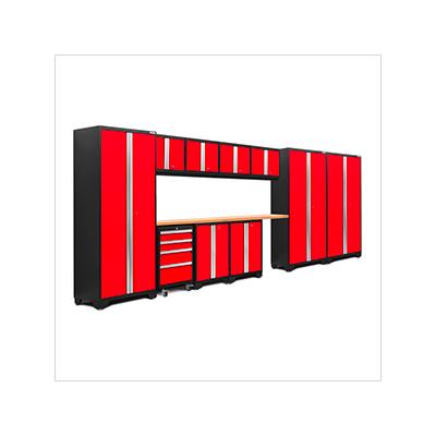 NewAge Garage Cabinets BOLD Series Red 12-Piece Set with Bamboo Top