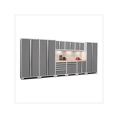 NewAge Garage Cabinets PRO Series Platinum 10-Piece Set with Bamboo Top
