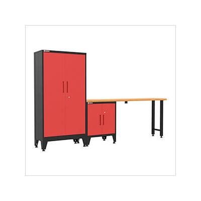 Armadillo Tough Red 3-Piece Garage Cabinet Set with Levelers