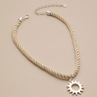 Lucky Brand Sunburst Rope Necklace - Women's Ladies Accessories Jewelry Necklace Pendants in Silver