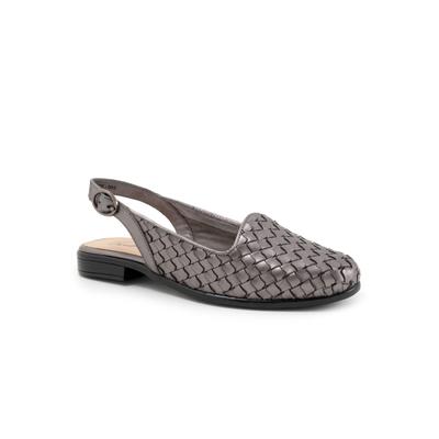 Wide Width Women's Lea Sling Back Flat by Trotters in Pewter (Size 9 1/2 W)