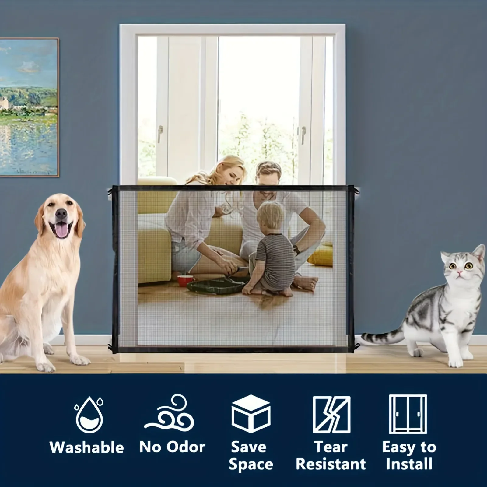 Haustier Barriere Zäune tragbare klappbare atmungsaktive Mesh Kinder sicherheits tor Haustier Baby Trenn schutz isoliert Zaun Hund Zubehör Image