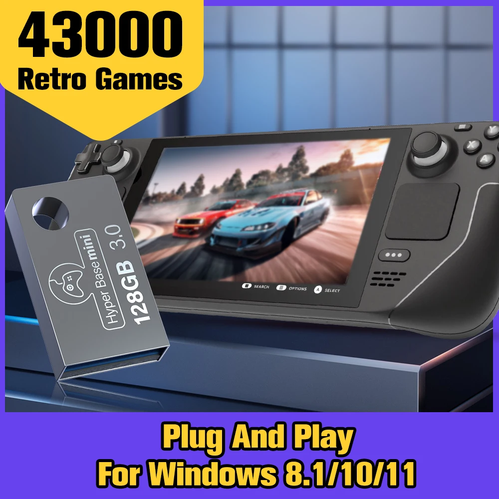 Batocera Spielekonsole mit 43000 Retro-Spielen, 128 GB USB-Flash-Laufwerk für Steam Deck/PC/Laptop, 70 + Emulatoren für PS3/PS2/PS1/N64/NES Image