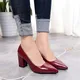 Escarpins noirs à talons hauts pour femmes cuir verni optique peu profonde chaussures simples